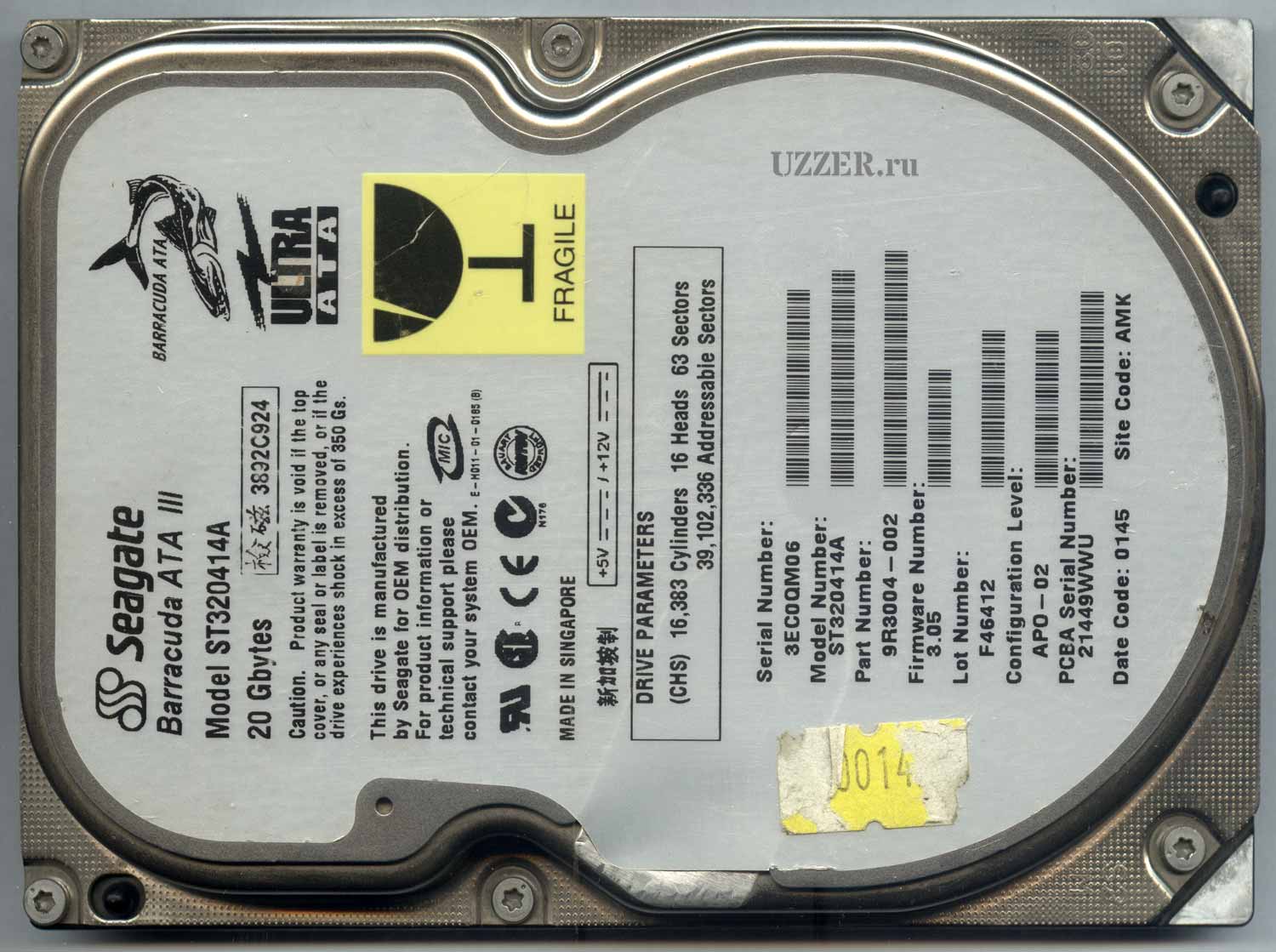 Обзор жесткого диска Seagate Barracuda ST320414A на 20 Гб IDE